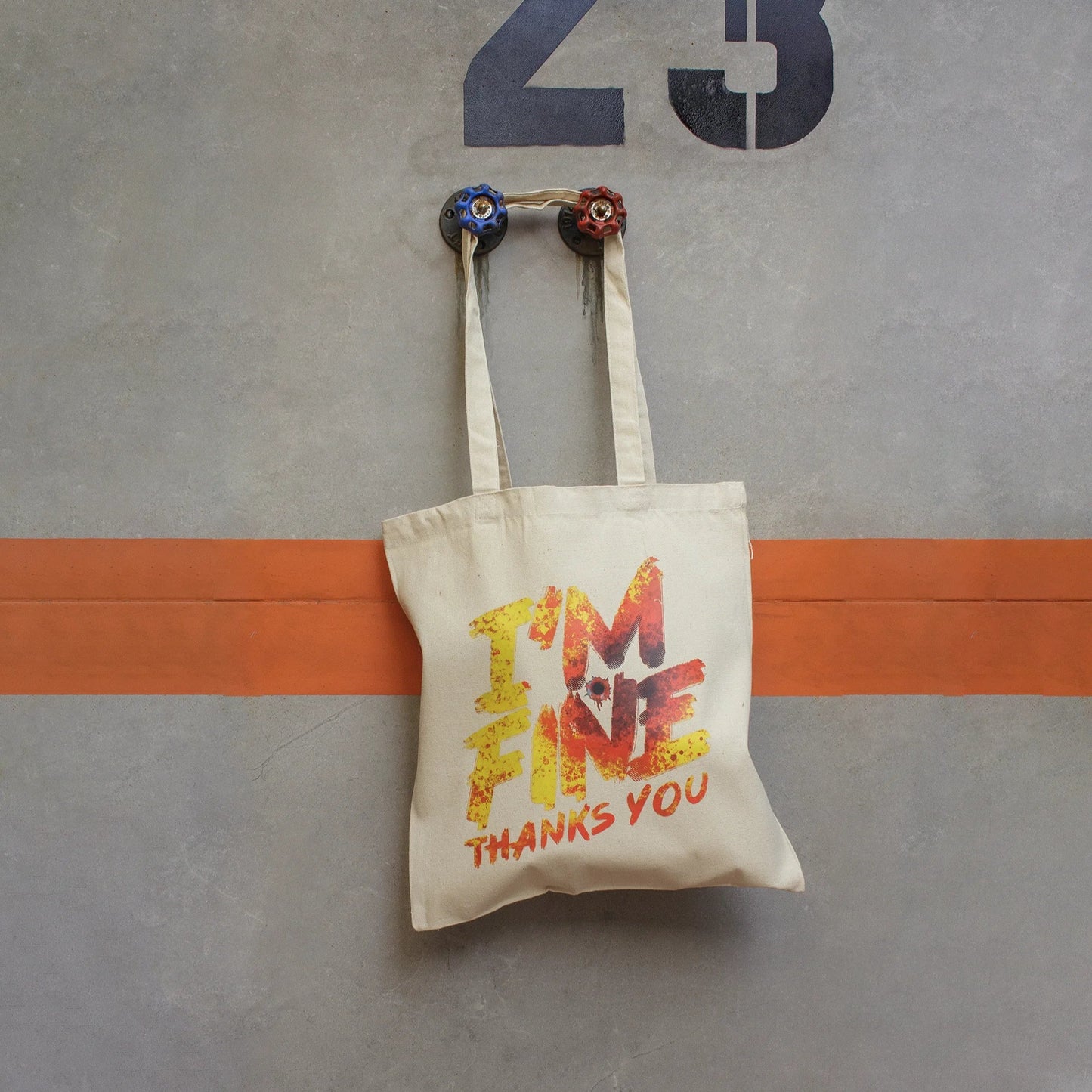 Tote Bag I'm Fine · Hecha a mano · Tirada numerada · Color Crudo