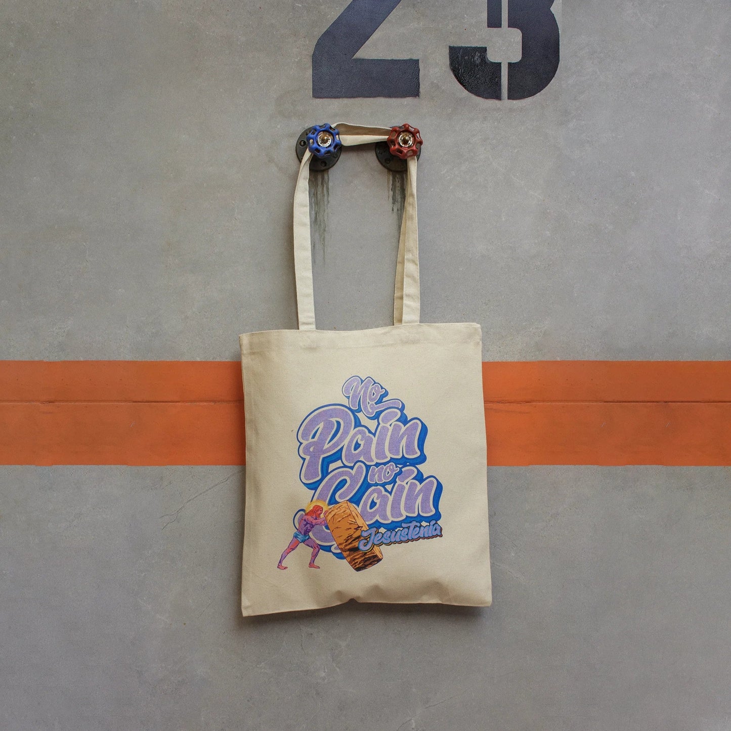 Tote Bag JESUSTENIA RESUCITA · Hecha a mano · Tirada numerada · Color Crudo