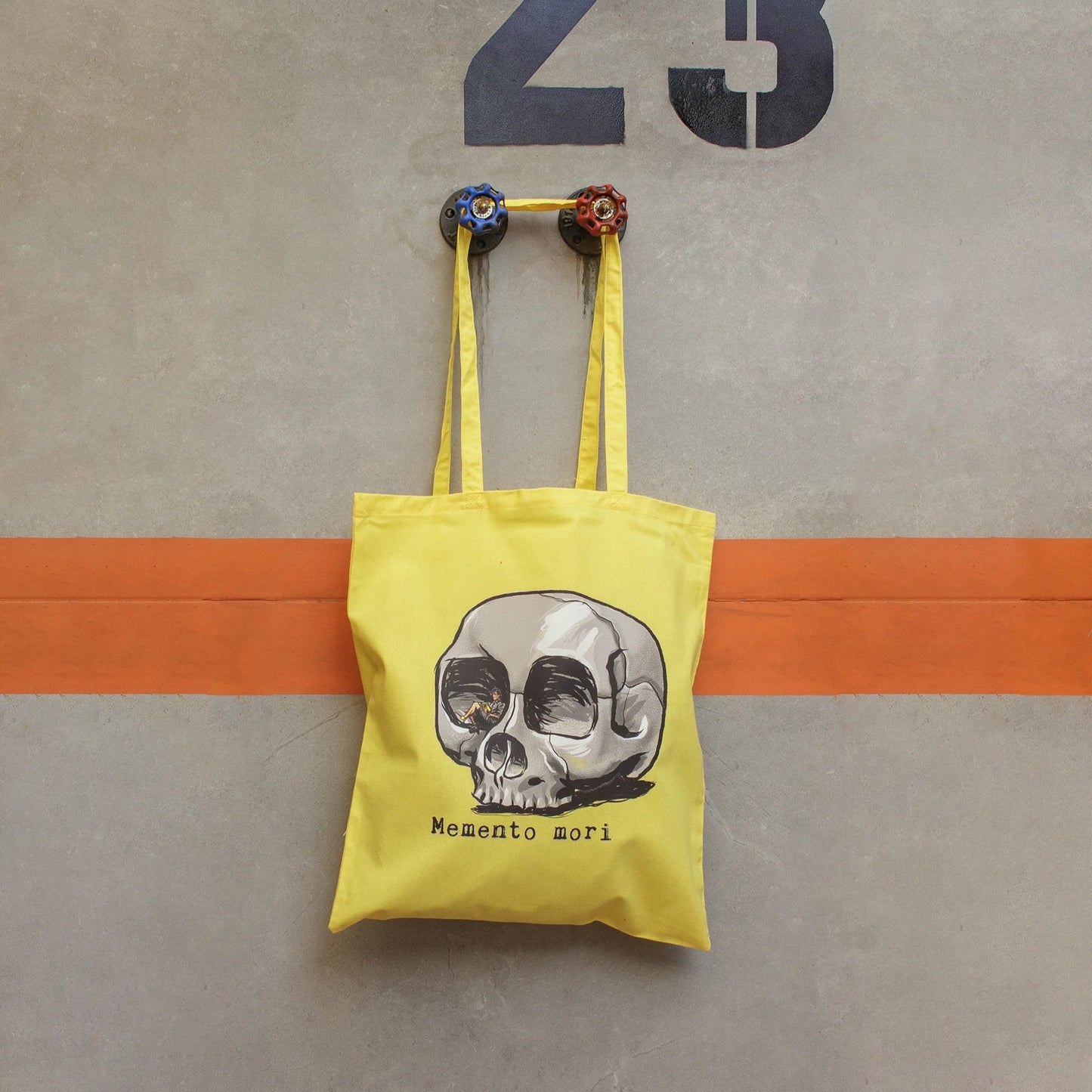 Tote Bag MEMENTO MAN · Hecha a mano · Tirada numerada · Color AMARILLO