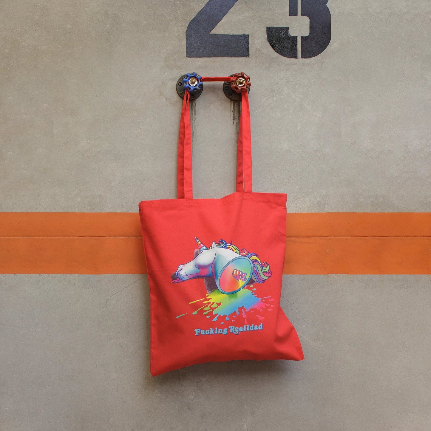 Tote Bag UNICORNIO· Hecha a mano · Tirada numerada · Color rojo
