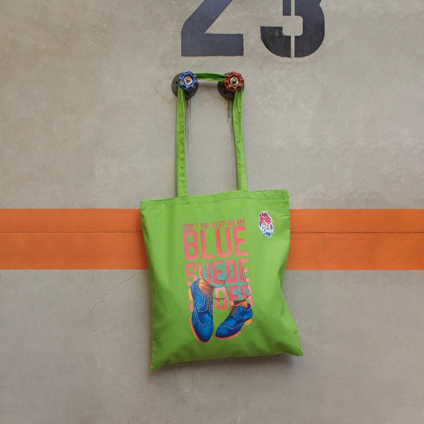 Tote Bag ZAPATOS GAMUZA AZUL · Hecha a mano · Tirada numerada · Color VERDE