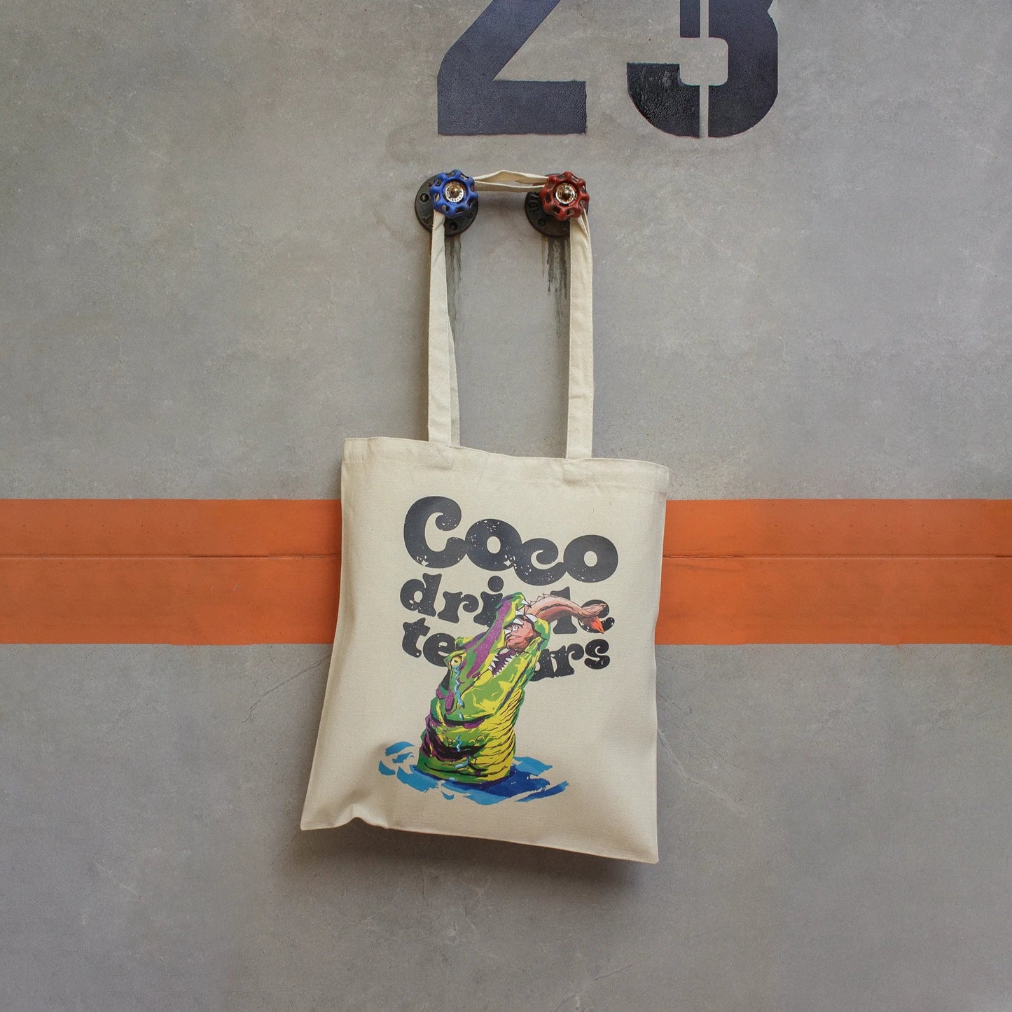 Tote Bag Cocodrile Tears · Hecha a mano · Tirada numerada · Color Crudo