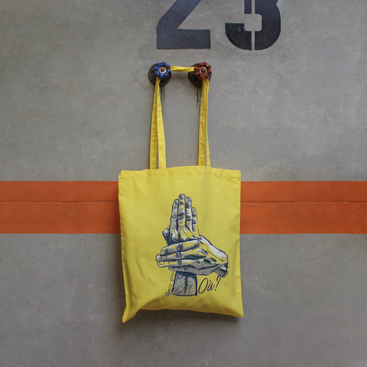 Tote Bag LSE · Hecha a mano · Tirada numerada · Color AMARILLO