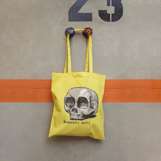 Tote Bag MEMENTO MAN · Hecha a mano · Tirada numerada · Color AMARILLO
