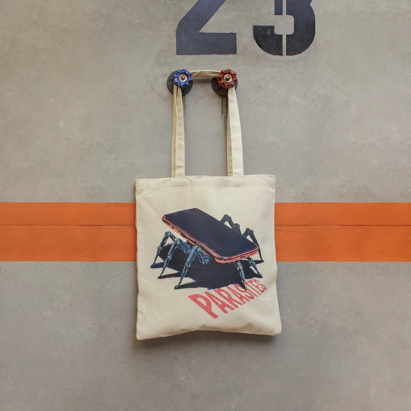 Tote Bag MOVIL PARASITE · Hecha a mano · Tirada numerada · Color Crudo