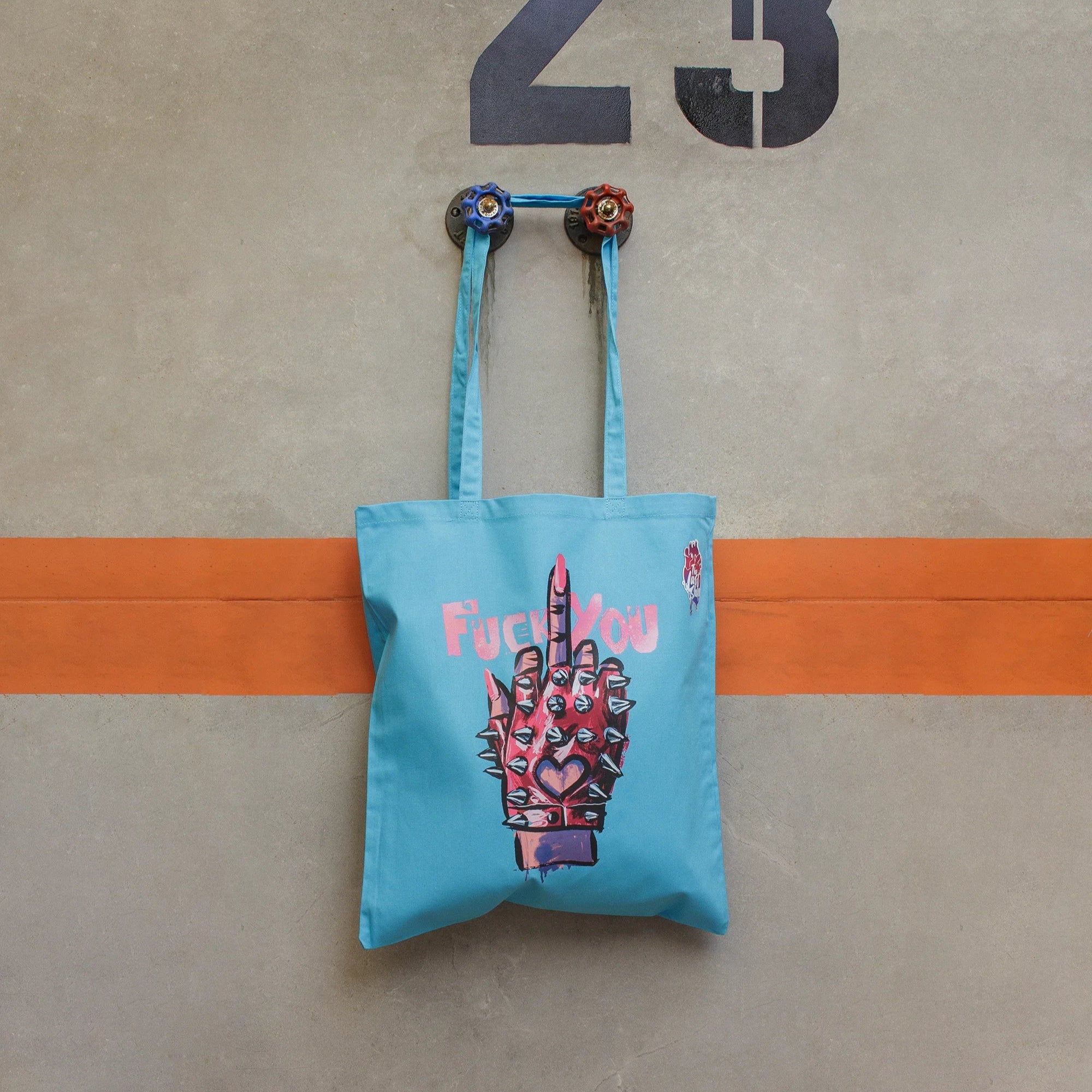 Tote Bag FUCK YOU · Hecha a mano · Tirada numerada · Color AZUL