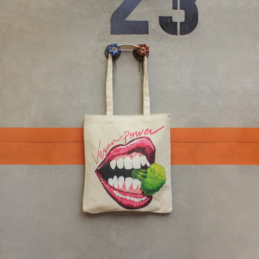 Tote Bag BOCA VEGAN · Hecha a mano · Tirada numerada · Color Crudo