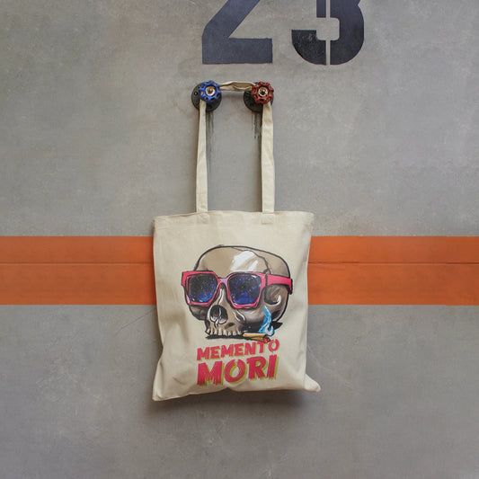 Tote Bag MEMENTO MORI FLORES · Hecha a mano · Tirada numerada · Color Crudo
